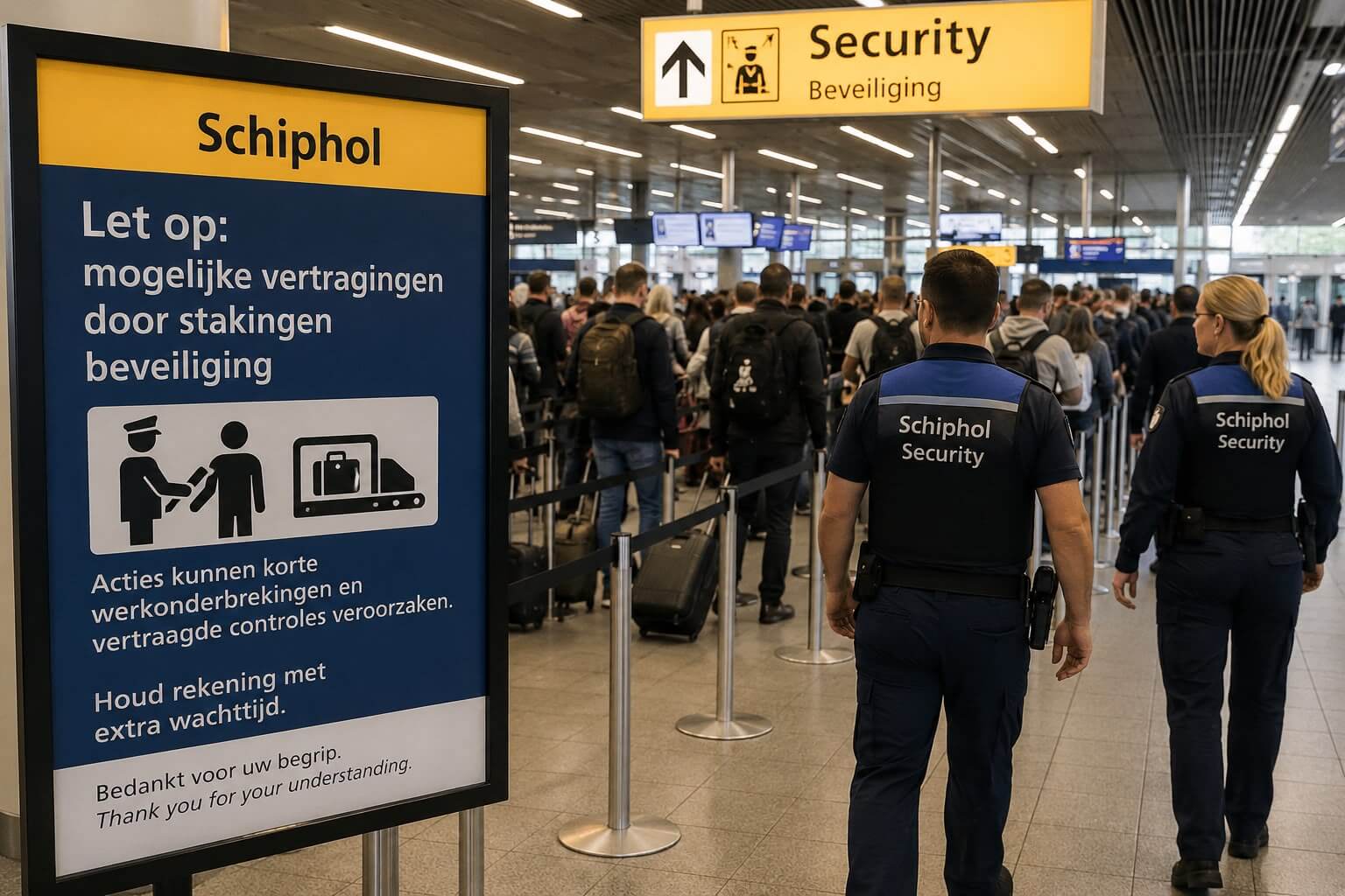 Schiphol’de Güvenlik Eylemi Alarmı: Yolcuları Uzun Kuyruklar Bekleyebilir